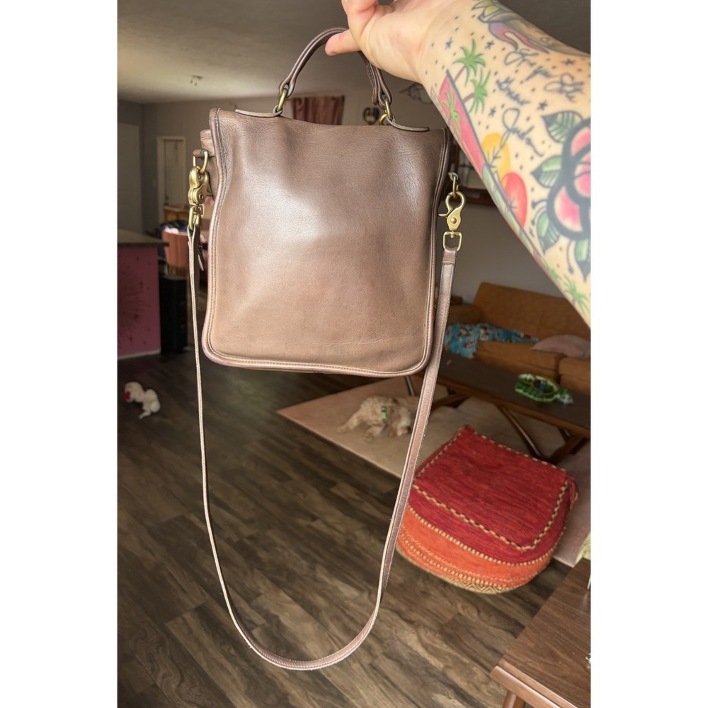 Vintage Coach Station Bag British Tan Flap Turn Lock Leather Crossbody Bag USA - Picture 4 of 7